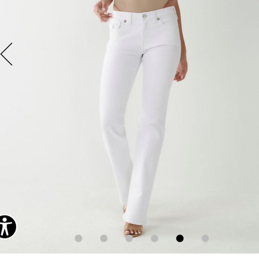True Religion Women's White Becca Bootcut Jean sz 28 frayed hem soft cotton